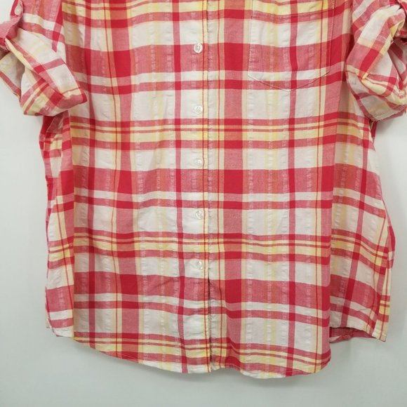 Woman Within Plaid Women's Short Sleeved Button Down Shirt Size Large - Picture 8 of 12